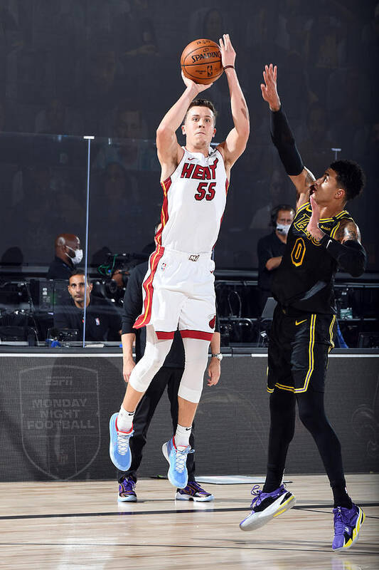 Duncan Robinson Art Print featuring the photograph 2020 NBA Finals - Miami Heat v Los Angeles Lakers by Andrew D. Bernstein