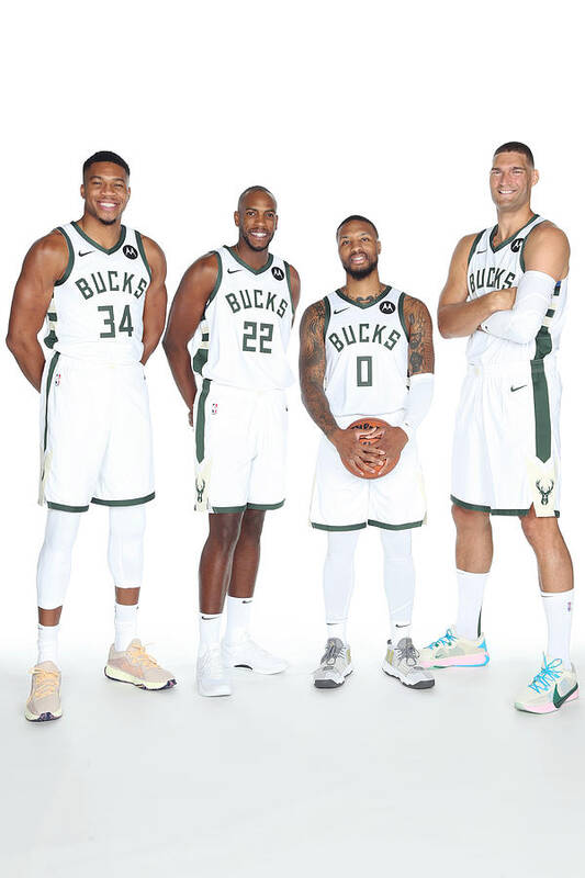 Media Day Art Print featuring the photograph 2023-24 Milwaukee Bucks Media Day by Gary Dineen