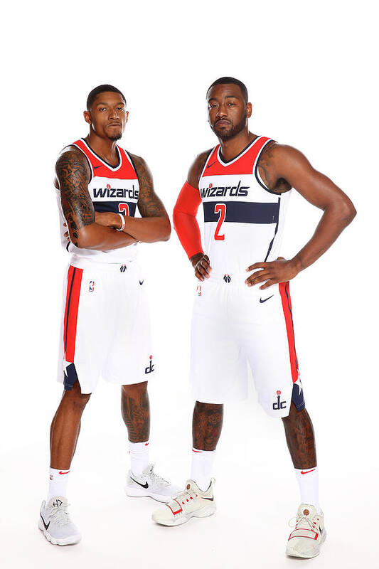 Media Day Art Print featuring the photograph John Wall and Bradley Beal by Ned Dishman