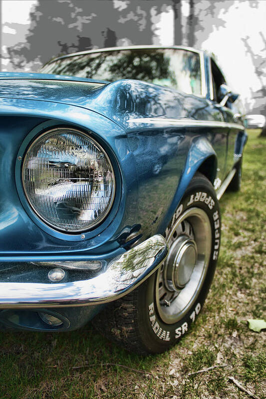 Car Art Print featuring the photograph '65 Ford Mustang front #65 by Daniel Adams