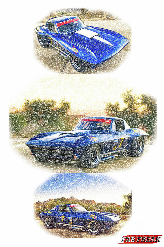 1967 Art Print featuring the drawing 67 Corvette sketch by Darrell Foster