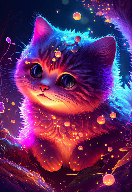 Cute Cat #5 Mixed Media by SampadArt Gallery - Pixels