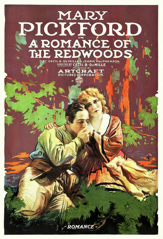 Romance Art Print featuring the mixed media ''A Romance of the Redwoods'', 1917 by Movie World Posters