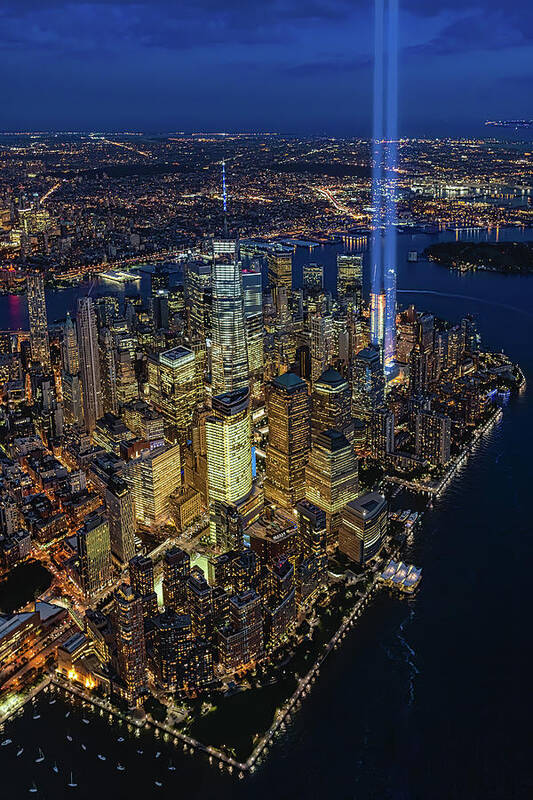 Aerial Art Print featuring the photograph A Tribute In light Aerial by Susan Candelario