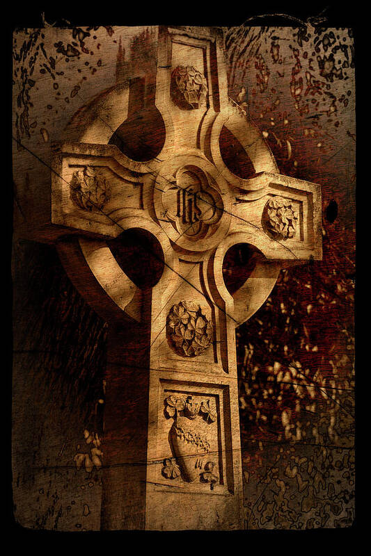 Cross Art Print featuring the photograph Abstract Gravestone Cross by Michelle Liebenberg