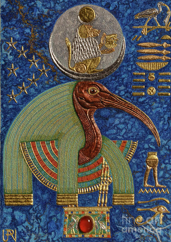 Ancient Art Print featuring the mixed media Akem-Shield of Djehuty and the Souls of Khemennu by Ptahmassu Nofra-Uaa