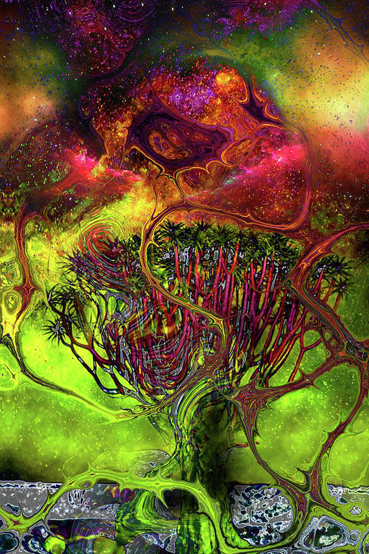 Alien Art Print featuring the digital art Alien Landscape 8d by Lisa Yount