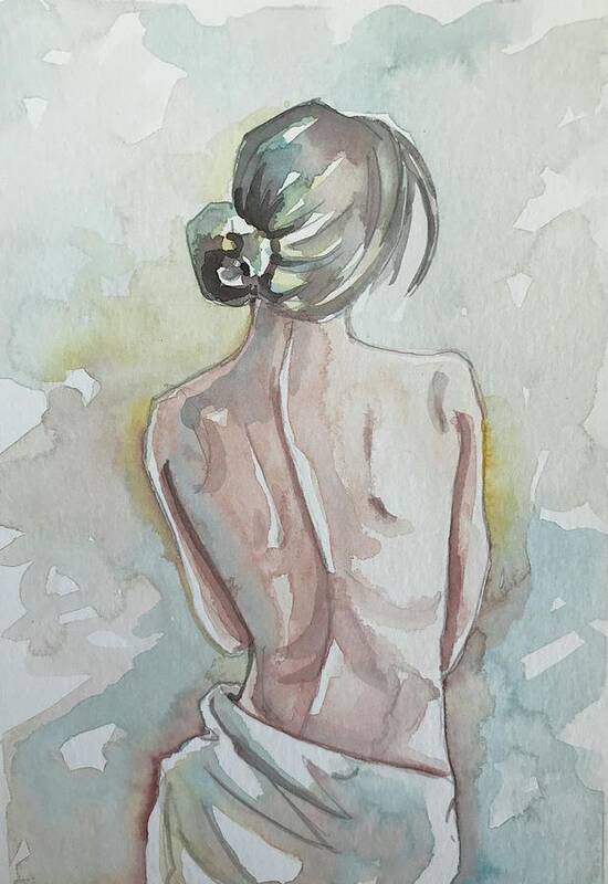 Woman Art Print featuring the painting Alone by Luisa Millicent