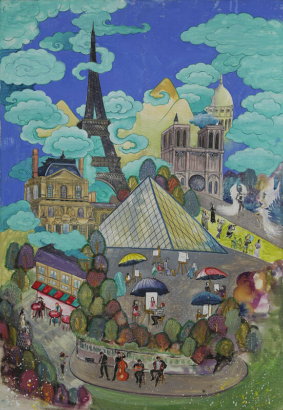 Amazing Art Print featuring the painting Amazing Paris by Munkhzul Bundgaa