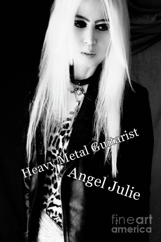 Portrait Angeljulie Guitarist Rock Heavymetal Monochrome Bnwphotography Blackandwhitephotography Rosariumofphilosophers Art Print featuring the photograph Angel Julie by Angel Julie