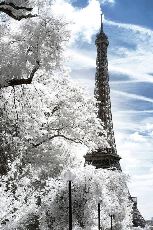 Paris Art Print featuring the photograph Another Look - White Eiffel by Philippe HUGONNARD