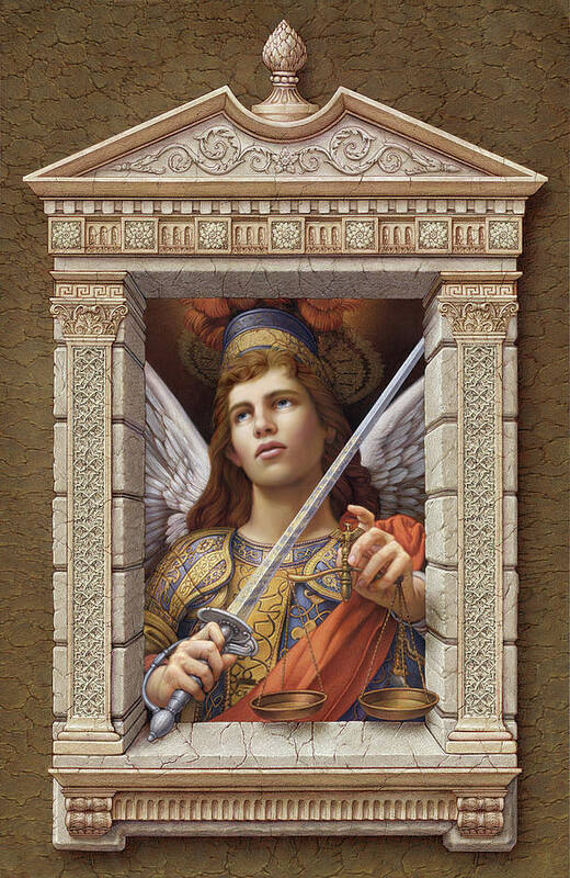 Christian Art Art Print featuring the painting Archangel Michael 2 #1 by Kurt Wenner