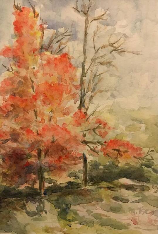 Autumn Art Print featuring the painting Autumn along Mississauga Rd. by Milly Tseng