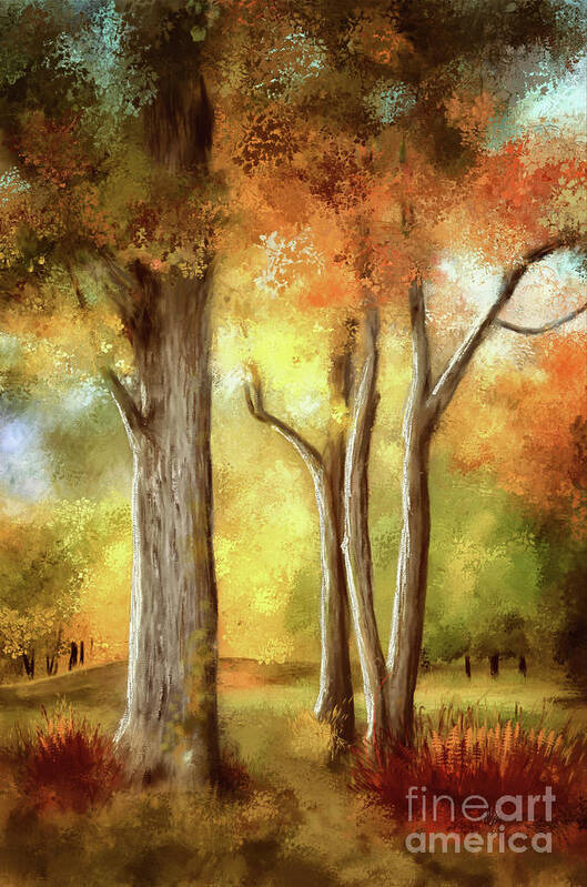Autumn Art Print featuring the digital art Autumn's Fleeting Glory by Lois Bryan