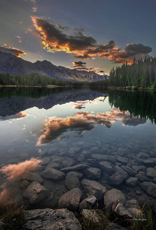 Banff Art Print featuring the photograph Awaiting Daybreak at Johnson Lake by Tim Bryan