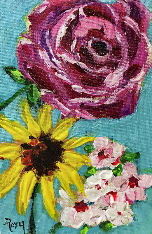 Roses Art Print featuring the painting Backyard Blooms by Roxy Rich