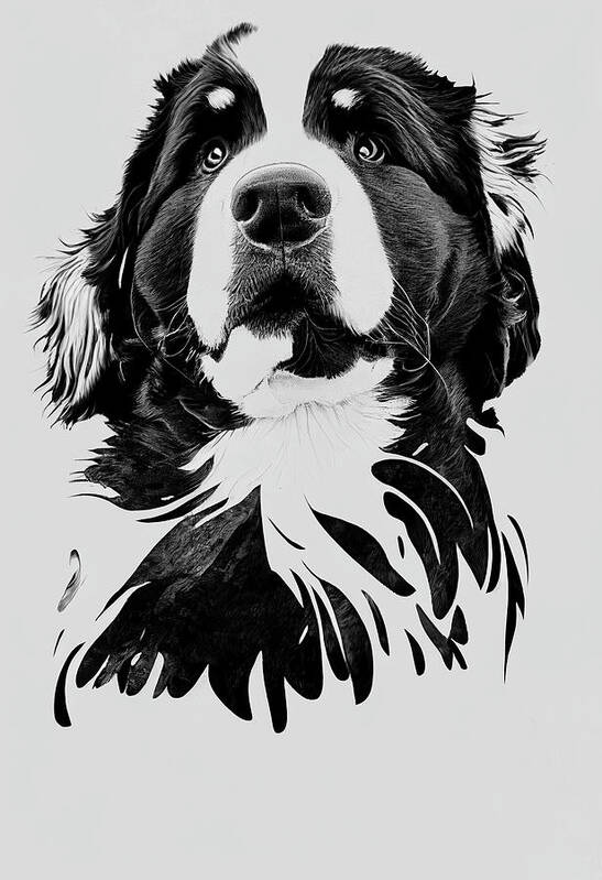 Bernese Mountain Dog Art Print featuring the digital art Bernese Mountain Dog by Geir Rosset