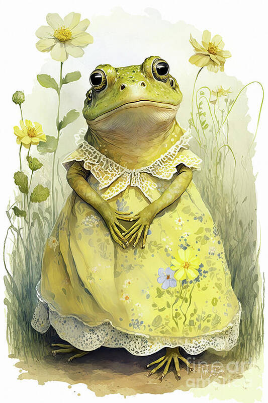 Frogs Art Print featuring the painting Betty The Bullfrog by Tina LeCour