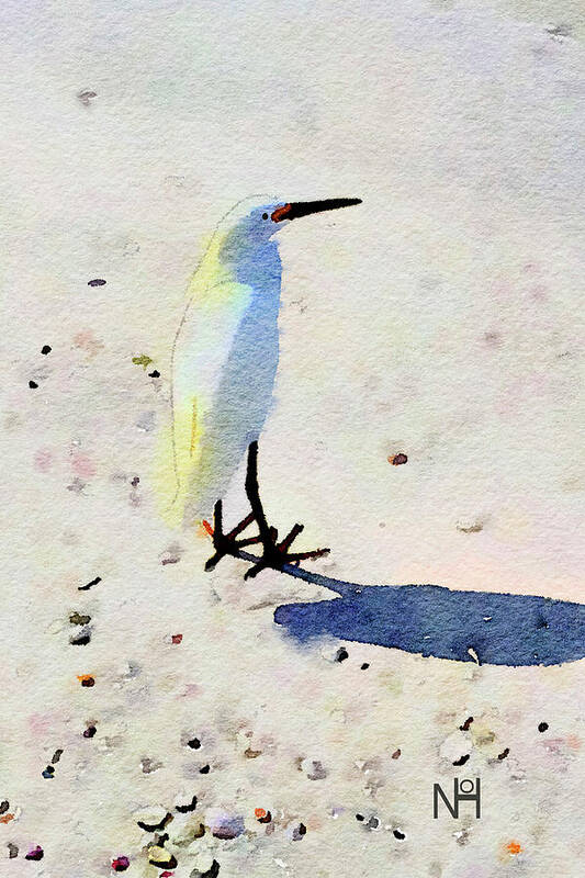 Ocean Art Print featuring the digital art Birdie Bird by Nancy Olivia Hoffmann
