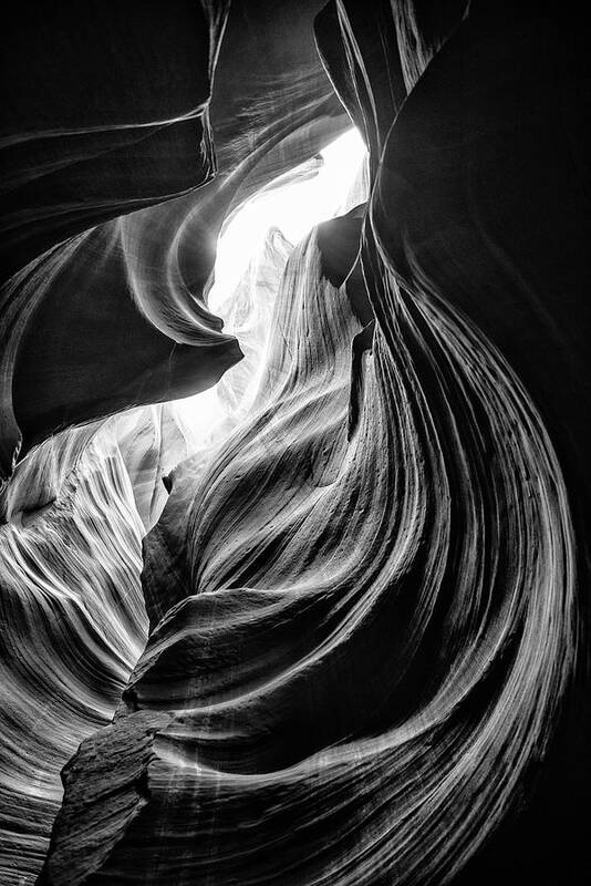 Arizona Art Print featuring the photograph Black Arizona Series - Antelope Canyon Natural Wonder by Philippe HUGONNARD