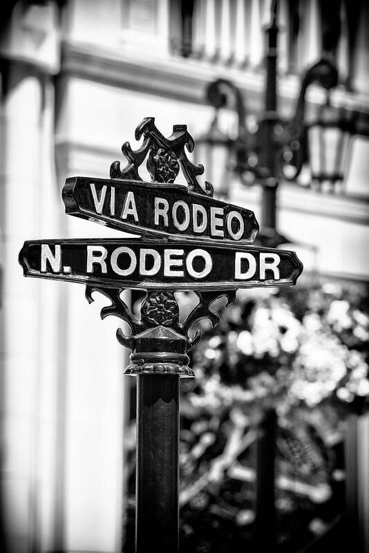 Los Angeles Art Print featuring the photograph Black California Series - Beverly Hills Rodeo Drive by Philippe HUGONNARD