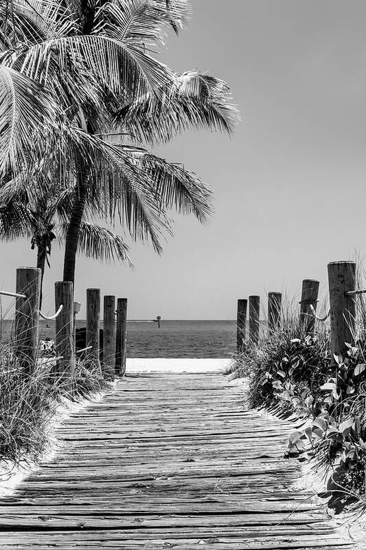 Florida Art Print featuring the photograph Black Florida Series - Boardwalk Beach in Key West by Philippe HUGONNARD