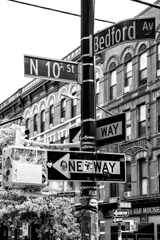 United States Art Print featuring the photograph Black Manhattan Series - Bedford Avenue by Philippe HUGONNARD