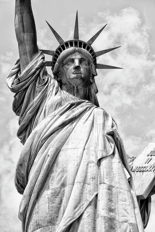 United States Art Print featuring the photograph Black Manhattan Series - The Statue of Liberty #02 by Philippe HUGONNARD