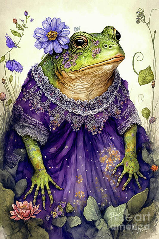 Frogs Art Print featuring the painting Bohemian Bullfrog by Tina LeCour
