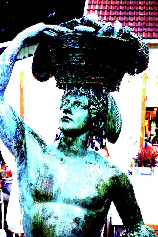 Boy Art Print featuring the photograph Boy With Basket Monument In Sopot, Poland by John Siest