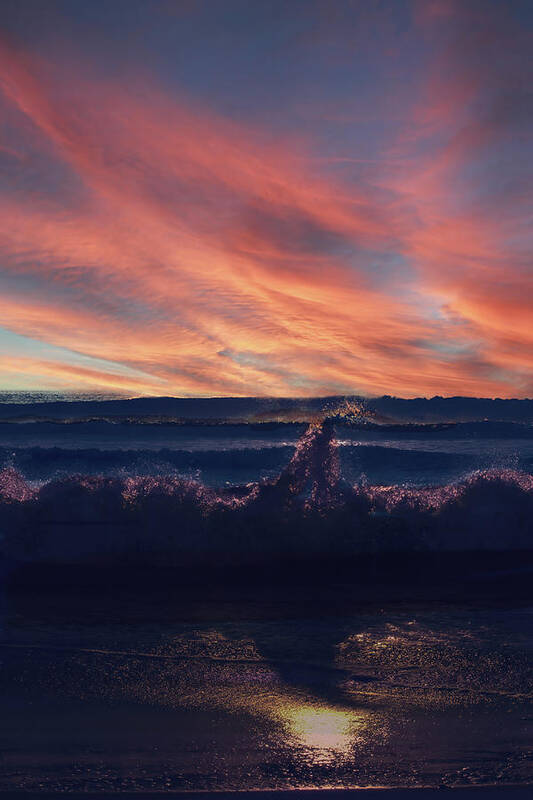 Ocean Art Print featuring the photograph Breaking Waves by Skip Tribby