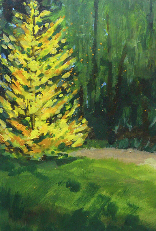 Yellow Tree Art Print featuring the painting Bright Impression by Nancy Merkle