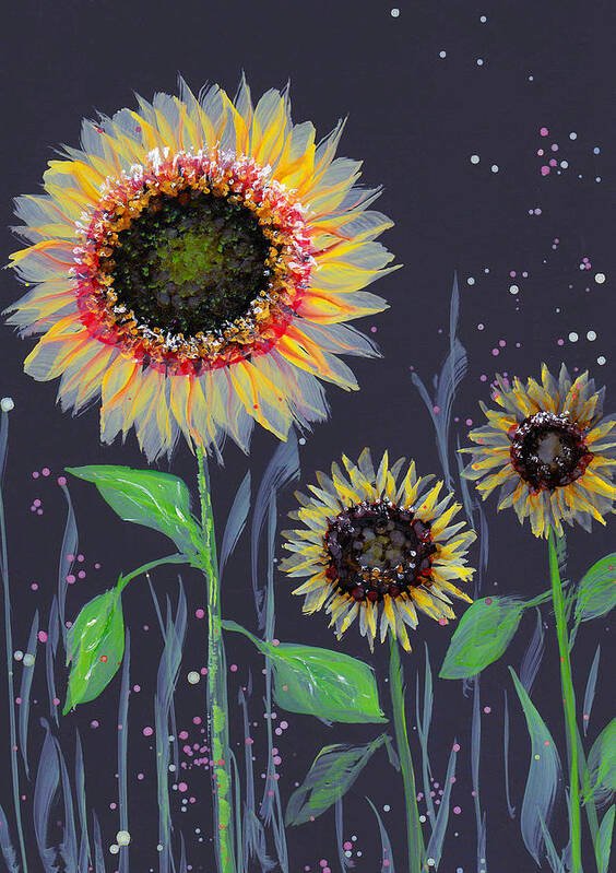 Sunflower Art Print featuring the painting Brushed Sunflower No.2 by Kimberly Deene Langlois