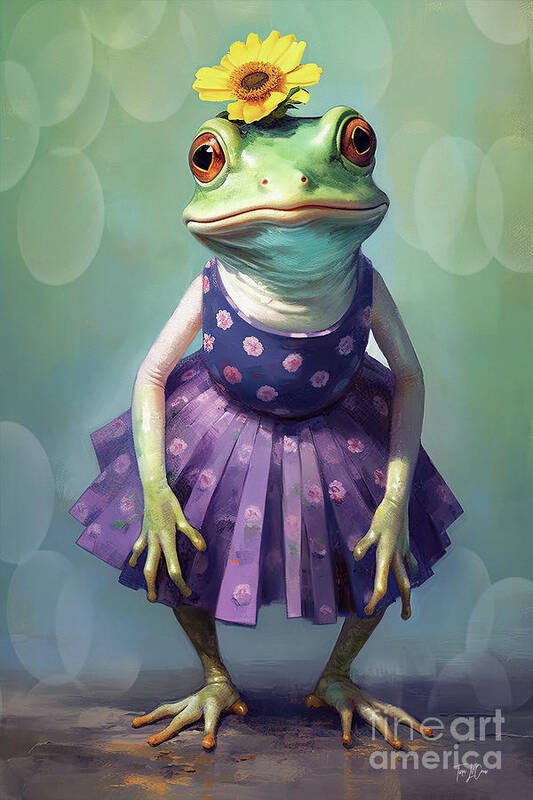 Bullfrog Art Print featuring the painting Bullfrog Betsy by Tina LeCour
