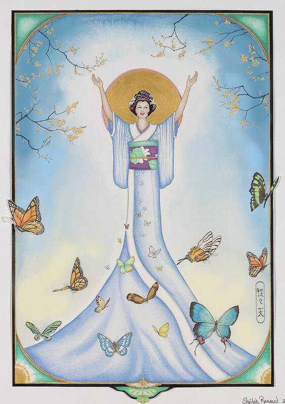 Madame Butterfly Art Print featuring the painting Butterfly Rising by Sheilah Renaud