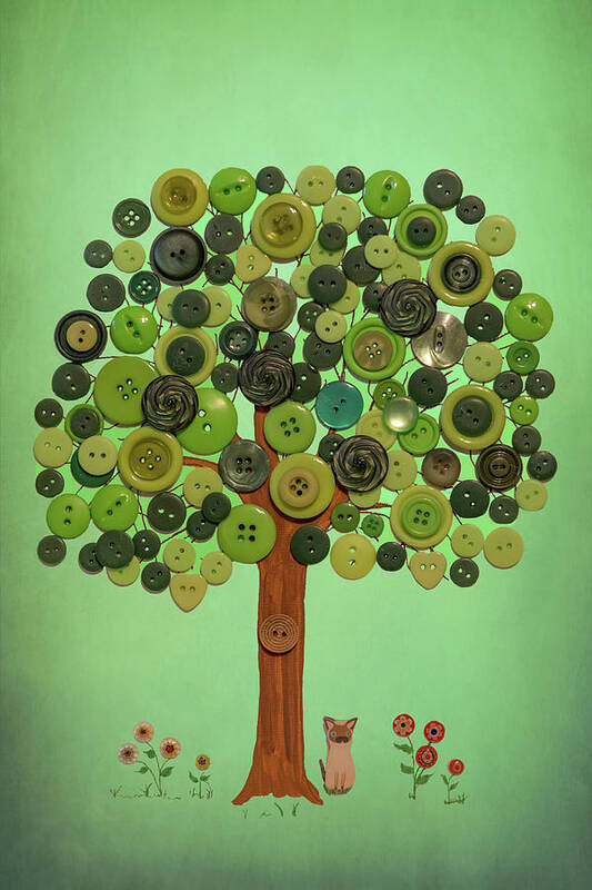 Tree Art Print featuring the photograph Button Tree Summer by Lorraine Baum