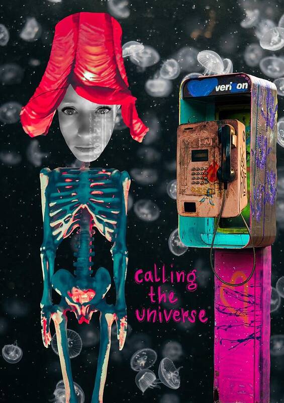 Collage Art Print featuring the digital art Calling the universe by Tanja Leuenberger