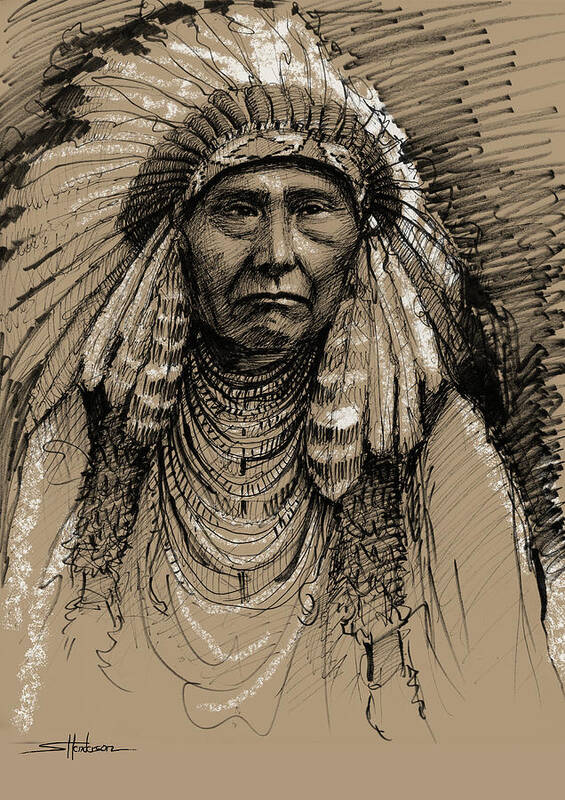 Chief Joseph Art Print featuring the painting Chief Joseph the Younger by Steve Henderson