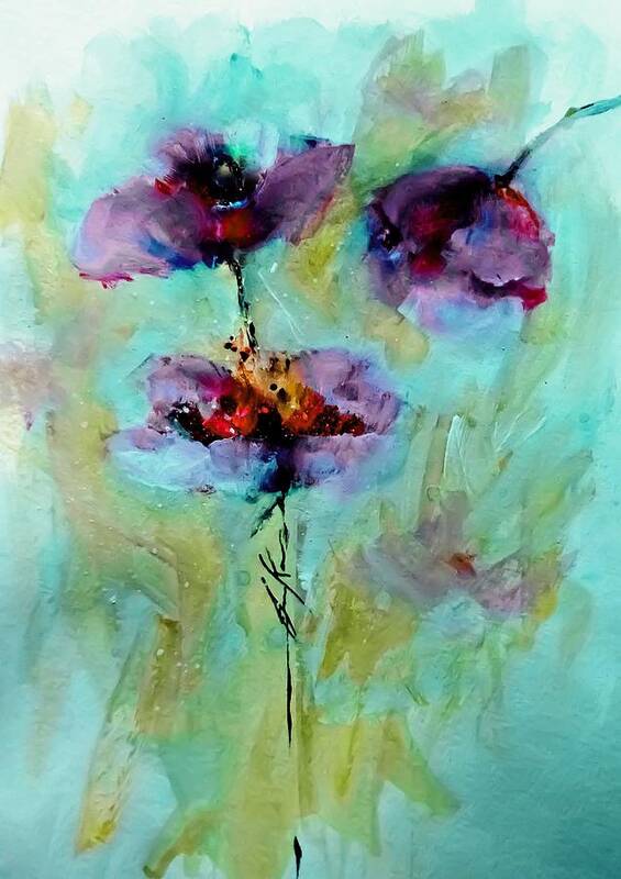 Watercolor Art Print featuring the painting Chilly Floral Abstract Watercolor by Lisa Kaiser