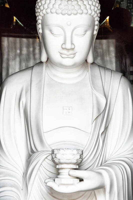 Asia Art Print featuring the photograph China 10 MKm2 Collection - White Buddha I by Philippe HUGONNARD