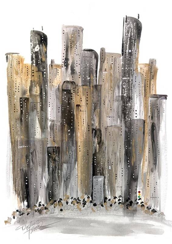 My City Art Print featuring the painting Cityscape by Darlene Flood