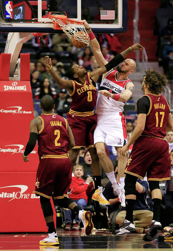 Nba Pro Basketball Art Print featuring the photograph C.j. Miles and Marcin Gortat by Rob Carr