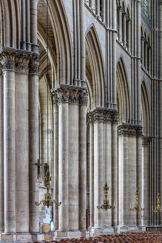Cathedral Art Print featuring the photograph Clerestory arches of the Notre-Dame de Reims Cathedral by W Chris Fooshee