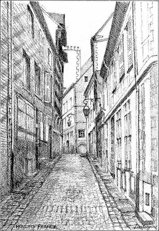 Alley Art Print featuring the painting Cobbled Alley in Moulins France by Dai Wynn