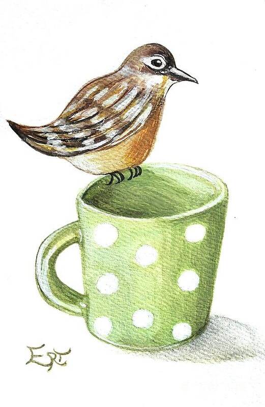 Birds Art Print featuring the painting Coffee and a Friend by Elizabeth Robinette Tyndall