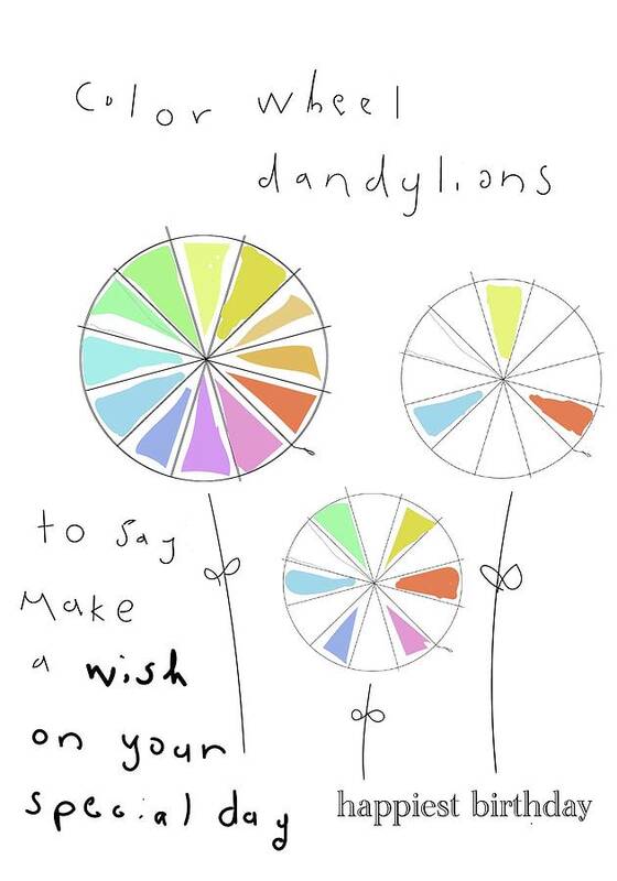 Birthday Art Print featuring the digital art Color Wheel Dandelions by Ashley Rice