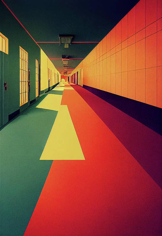 Corridor Art Print featuring the digital art Colored Corridor by Billy Bateman