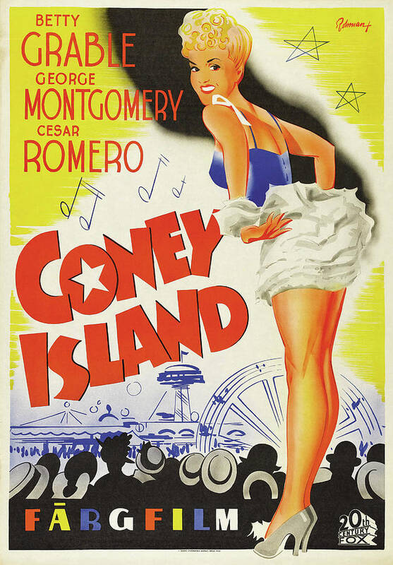 Rohman Art Print featuring the mixed media ''Coney Island'' 1943 - art by Eric Rohman by Movie World Posters