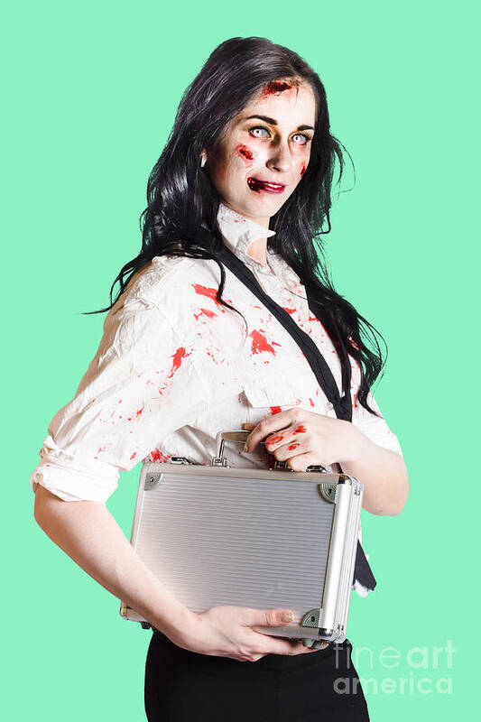 Horror Art Print featuring the photograph Corps zombie businesswoman by Jorgo Photography