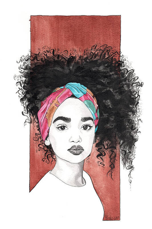 Portrait Art Print featuring the painting Curl Cascade by Tiffany DiGiacomo